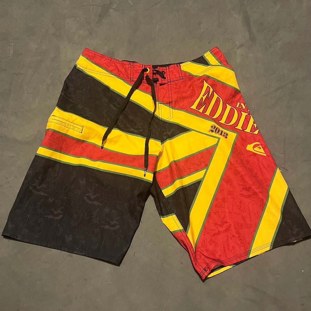 Eddie Aikau 2013 QUIKSILVER Limited Edition Boardshorts 32 Kanaka Maoli Flag Y2K